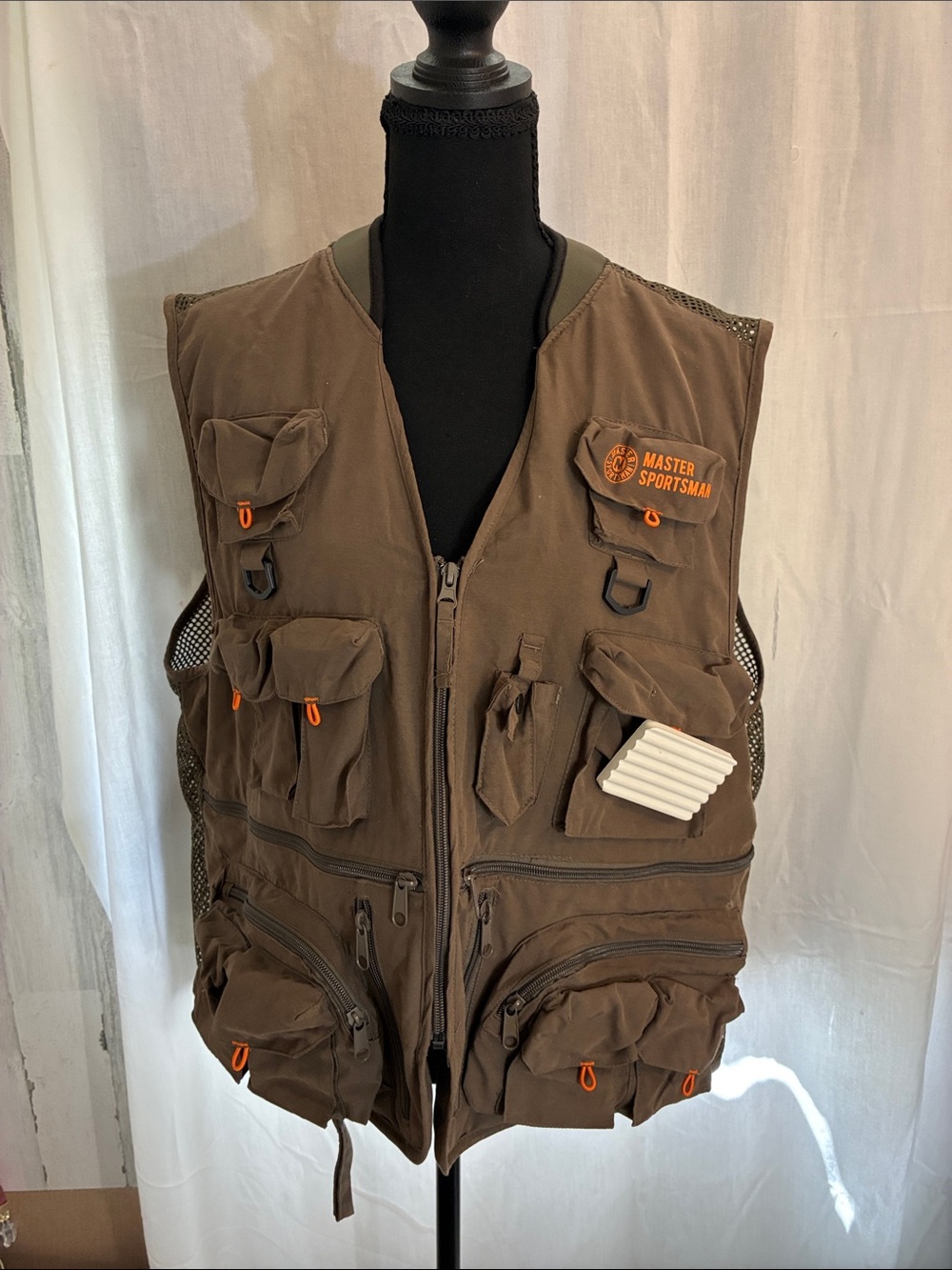 Master Sportsman Brown Utility Fishing Vest Men’s Sz XL